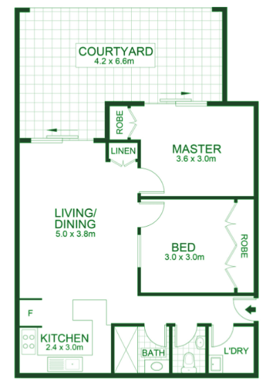 2 bedroom 1 bathroom apartment design